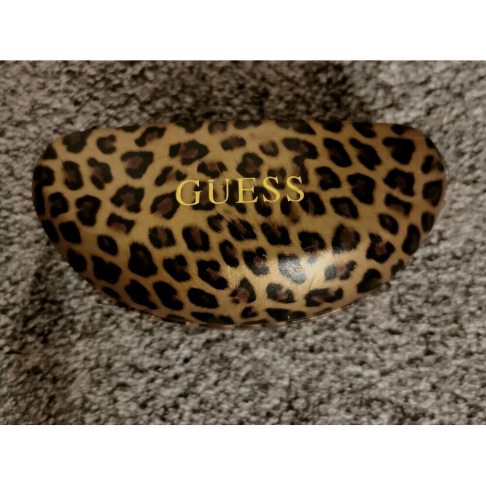 GUESS LEOPARD PATTERN HARD CASE FOR SUNGLASSES EYEGLASSES   LARGE CLAMSHELL CASE